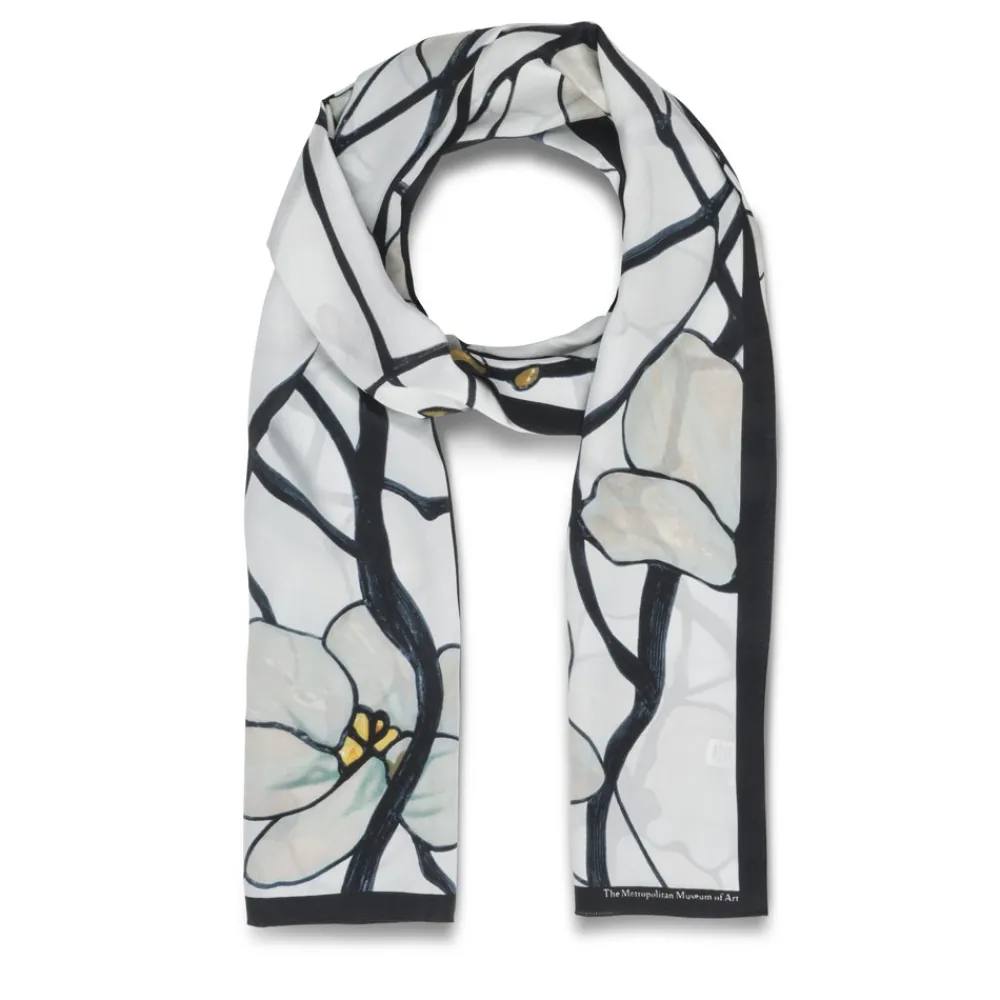 Scarves & Wraps^The Met Store Louis C. Tiffany White Magnolia Oblong Silk Scarf