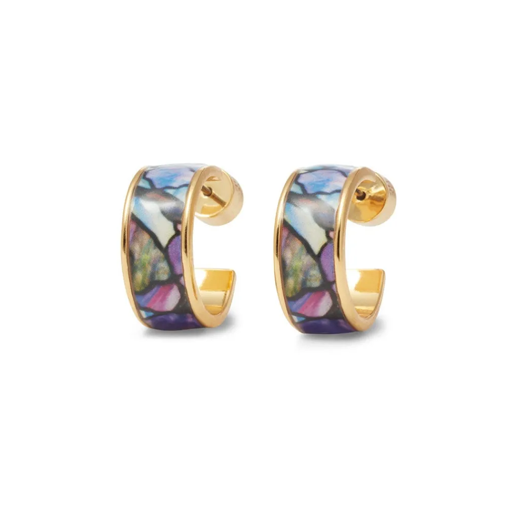 Earrings^The Met Store Magnolias and Irises Enamel Hoop Earrings