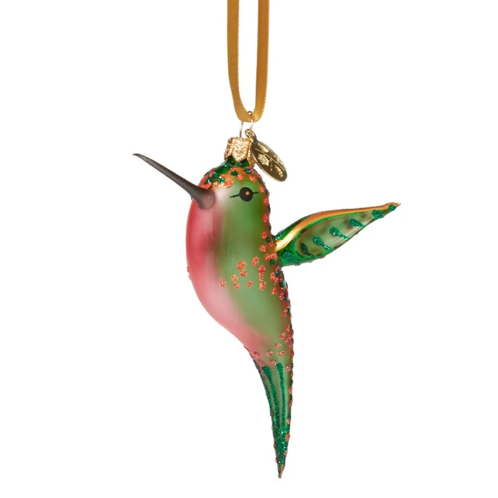 Ornaments^The Met Store Green and Pink Hummingbird Glass Ornament