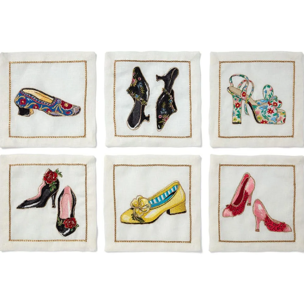 Tableware^The Met Store Kim Seybert Embroidered Shoes Linen Cocktail Napkin Set