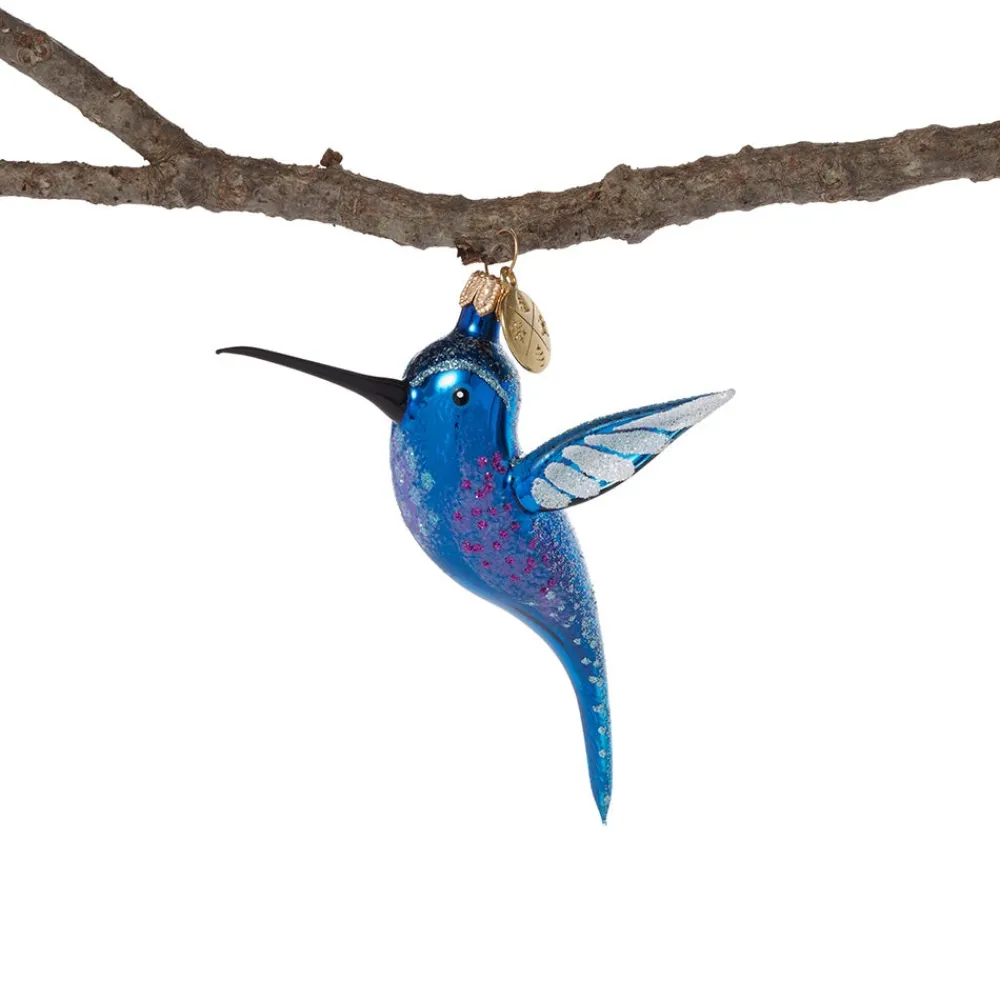 Ornaments^The Met Store Blue and Purple Hummingbird Glass Ornament