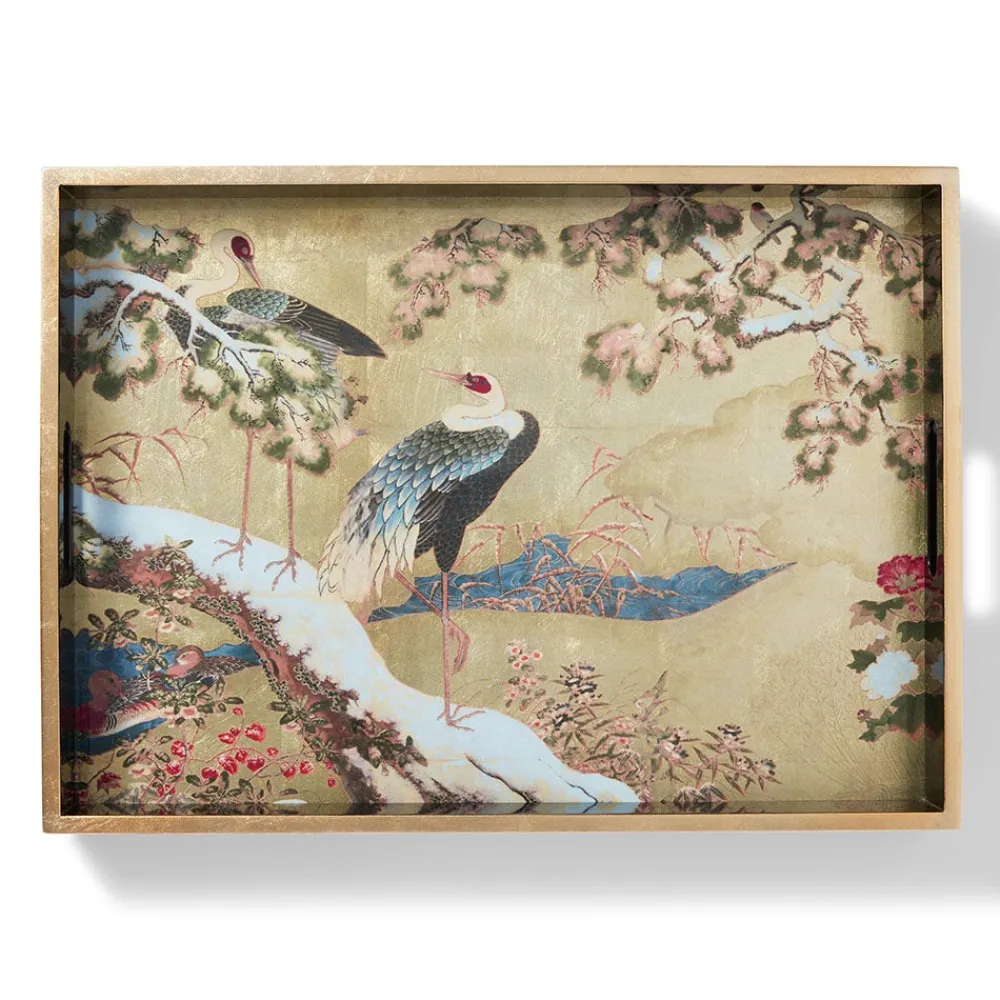 Tableware|Decorative Accents^The Met Store Momoyama Cranes and Flowers Lacquer Tray