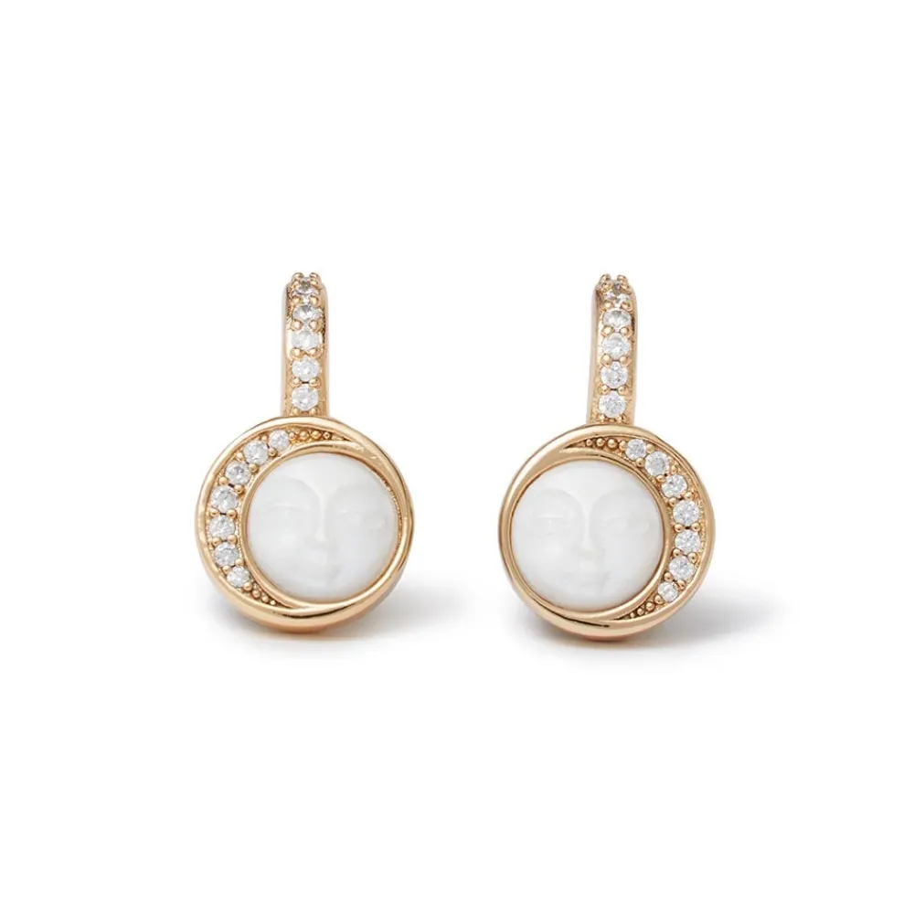 Earrings^The Met Store Celestial Symbols Carved Mother-of-Pearl Coin Hoop Earrings