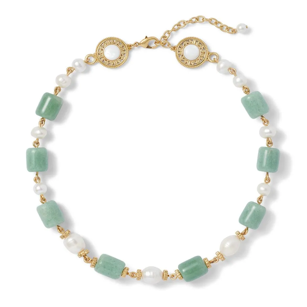 Necklaces^The Met Store Karavas Gems Large-Bead Aventurine and Pearl Necklace