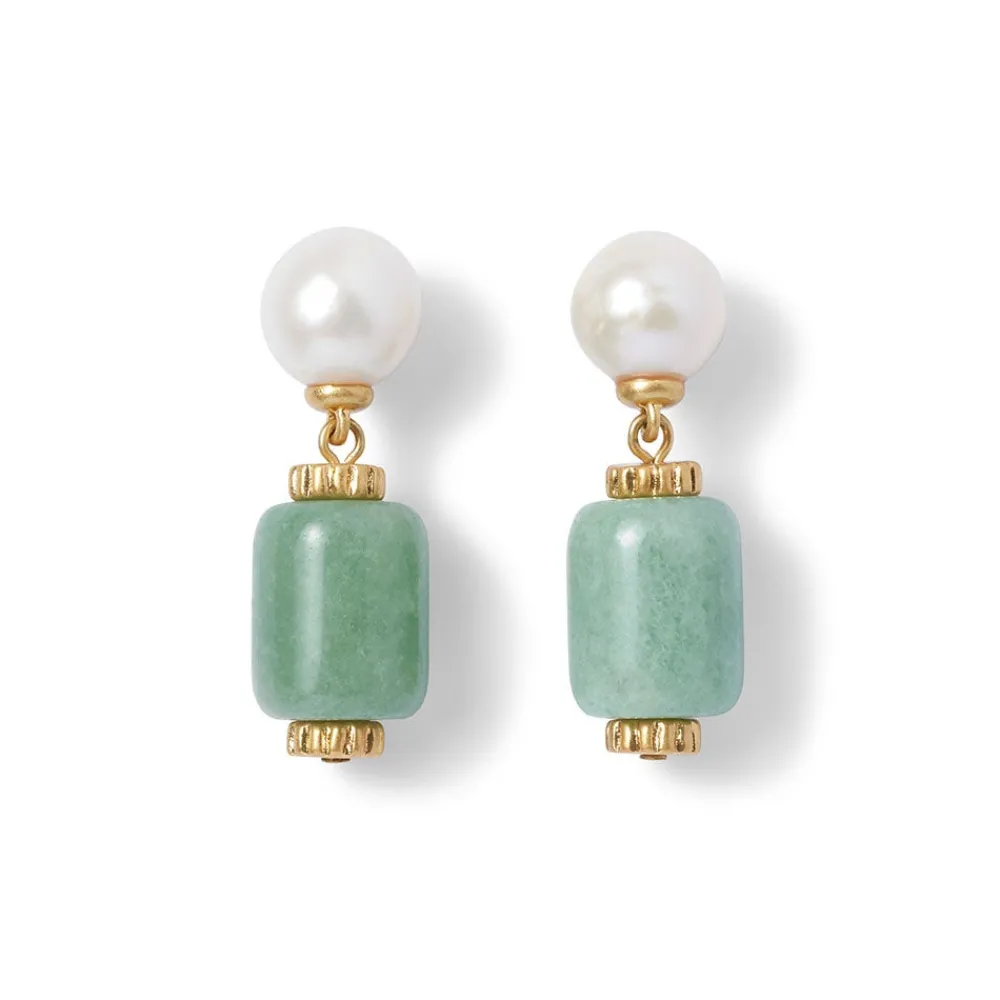 Earrings^The Met Store Karavas Gems Aventurine and Pearl Drop Earrings