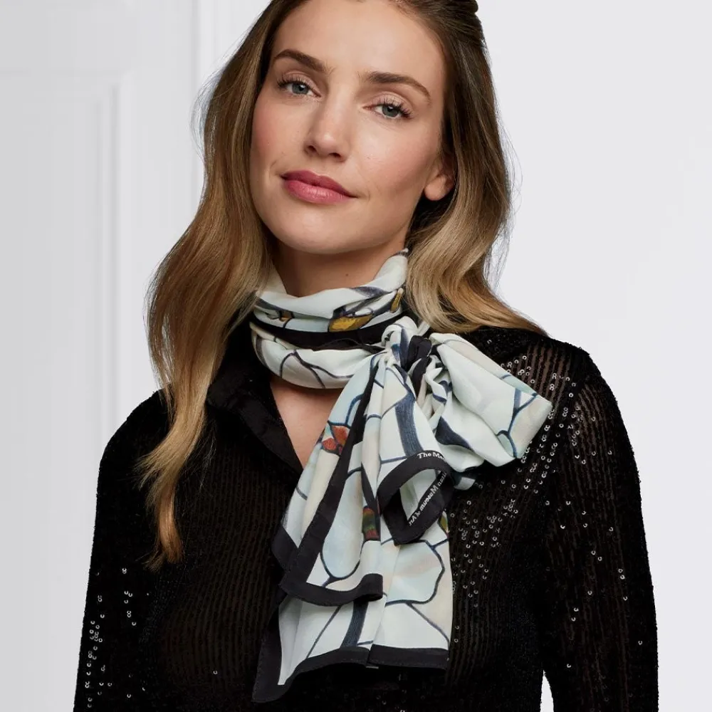 Scarves & Wraps^The Met Store Louis C. Tiffany White Magnolia Oblong Silk Scarf