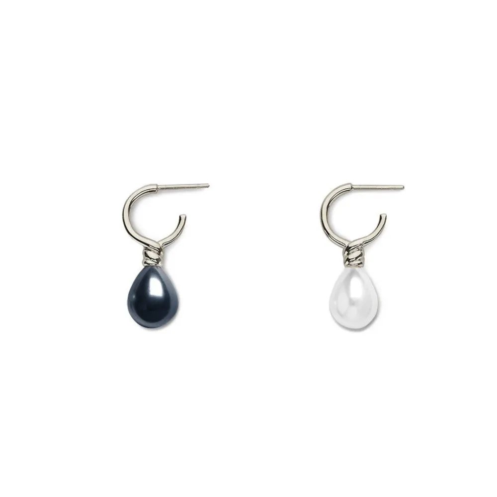 Earrings^The Met Store Venus Pearl Silver Drop Earrings, Black/White
