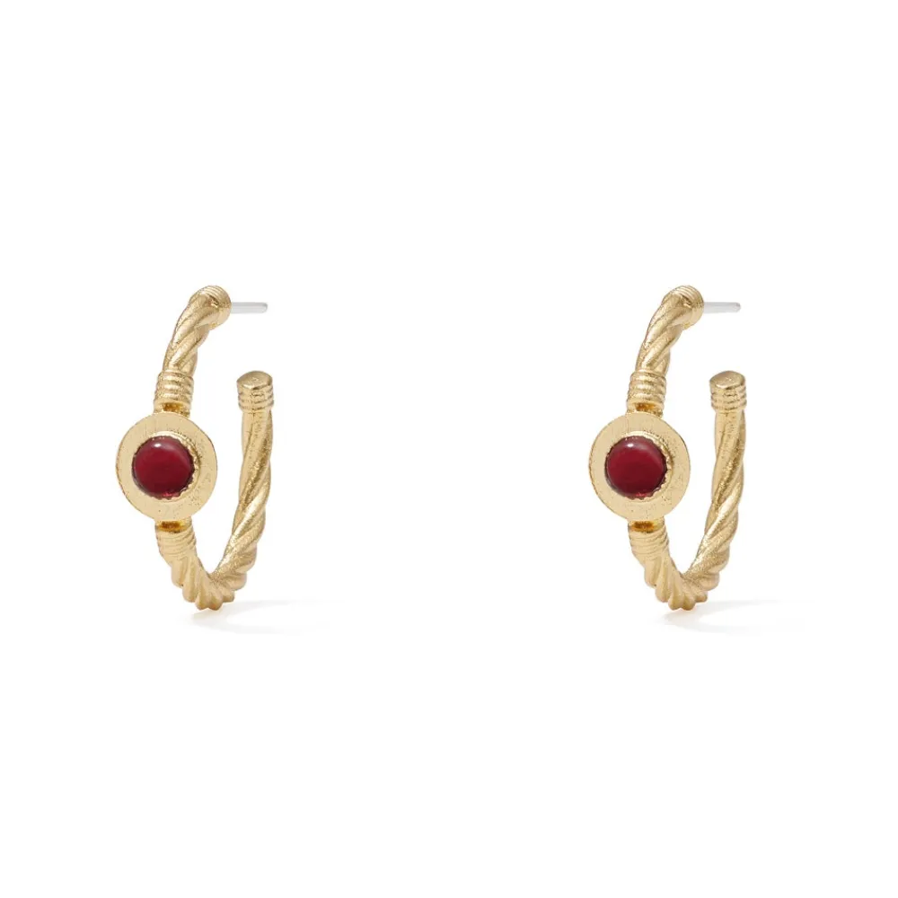 Earrings^The Met Store Garnet Cabochon Twisted Hoop Earrings