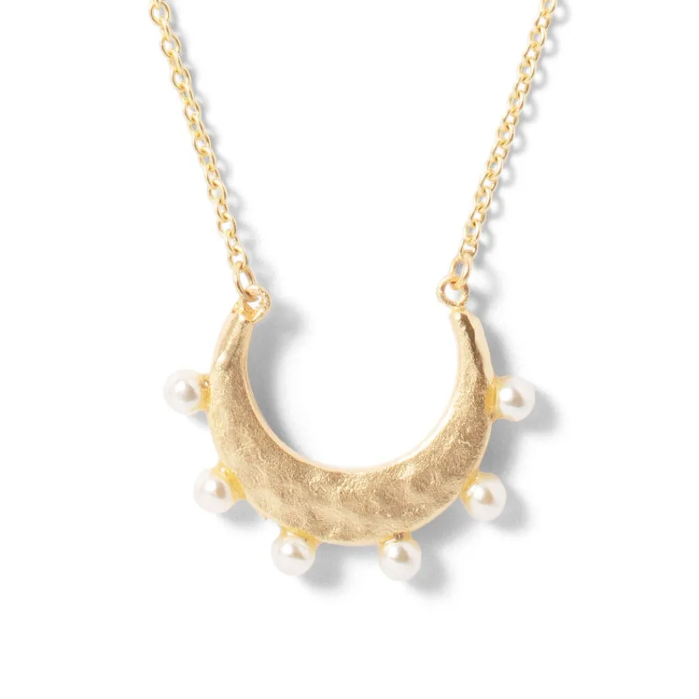 Necklaces^The Met Store Hammered Crescent Pearl Pendant Necklace