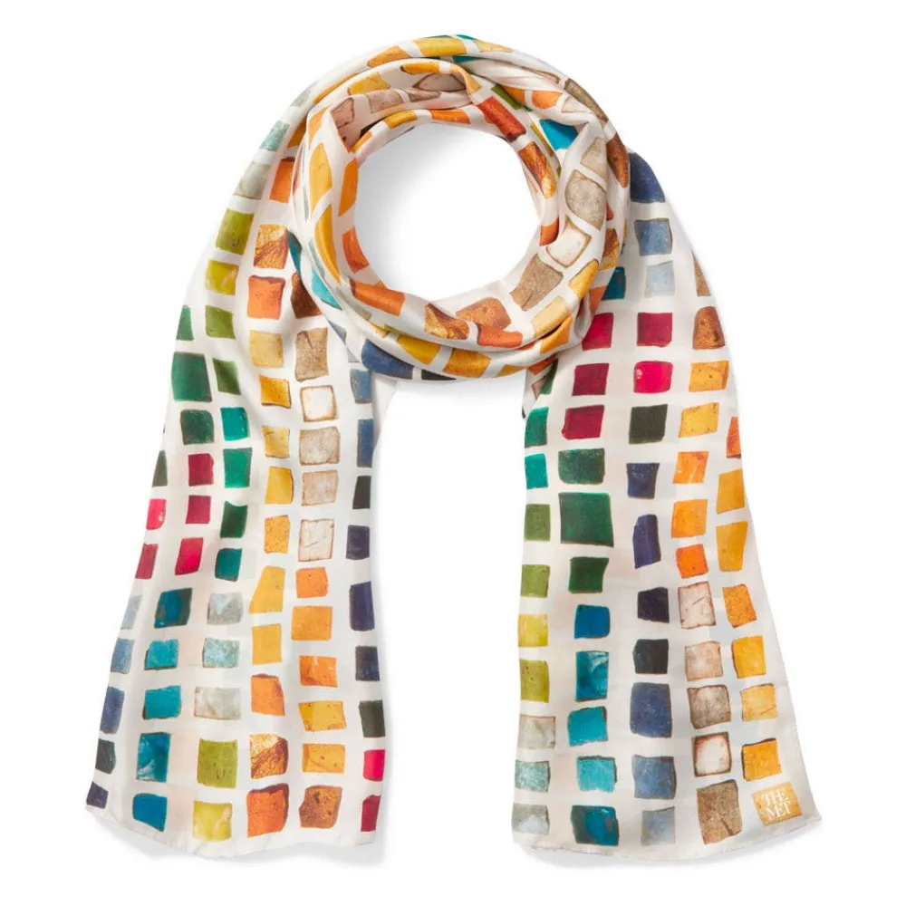 Scarves & Wraps^The Met Store Byzantine Tesserae Oblong Silk Scarf