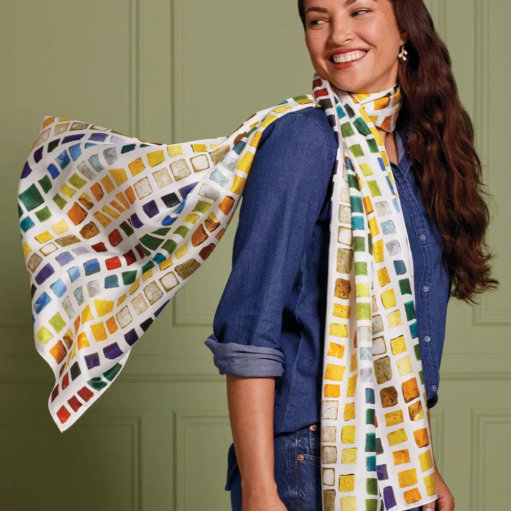Scarves & Wraps^The Met Store Byzantine Tesserae Oblong Silk Scarf