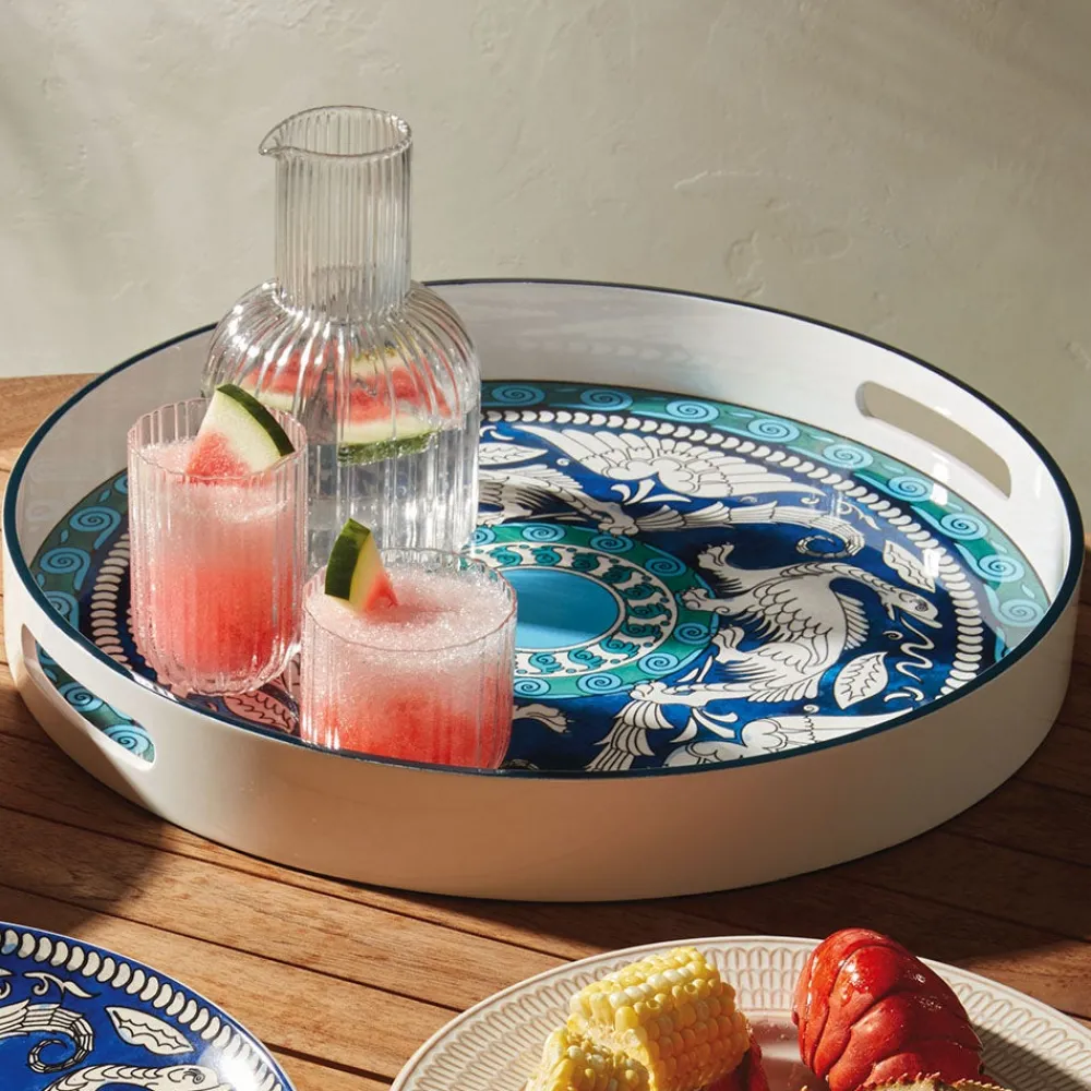 Tableware|Decorative Accents^The Met Store De Morgan Stylized Dragons Lacquer Tray