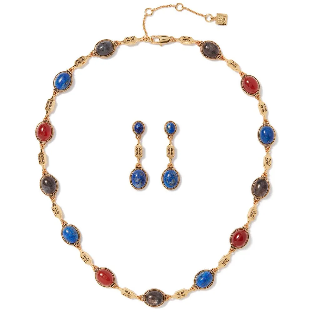 Jewelry Sets^The Met Store Ancient Gems Multistone Statement Necklace and Triple-Drop Lapis Earrings Set