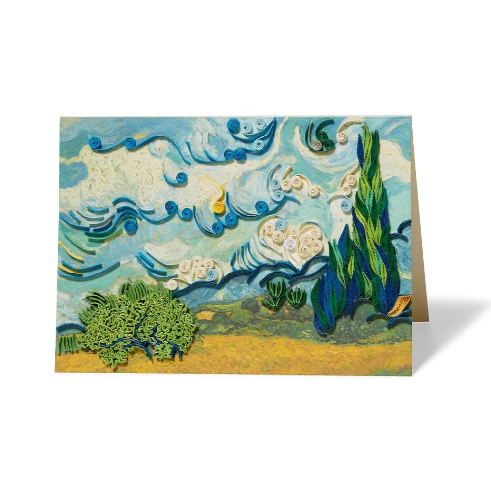 Notecards & Correspondence^The Met Store Van Gogh Wheat Field with Cypresses Quilled Card