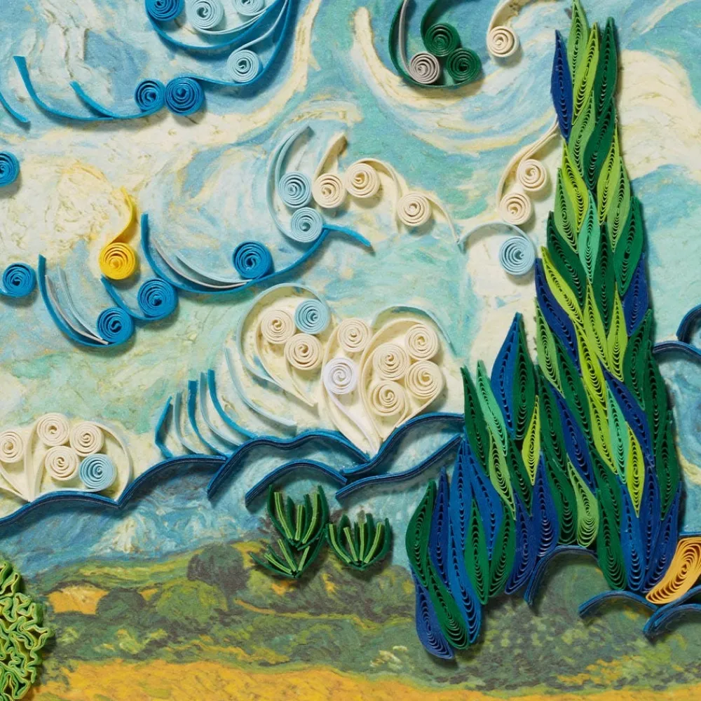 Notecards & Correspondence^The Met Store Van Gogh Wheat Field with Cypresses Quilled Card