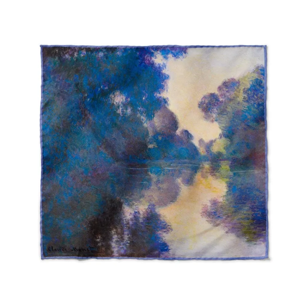Small Accessories^The Met Store Monet Morning on the Seine Silk Pocket Square