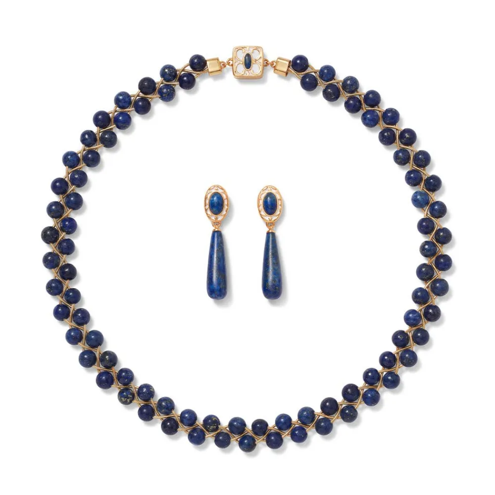 Jewelry Sets^The Met Store Spanish Baldric Lapis Braided Necklace and Elongated Drop Earrings Set