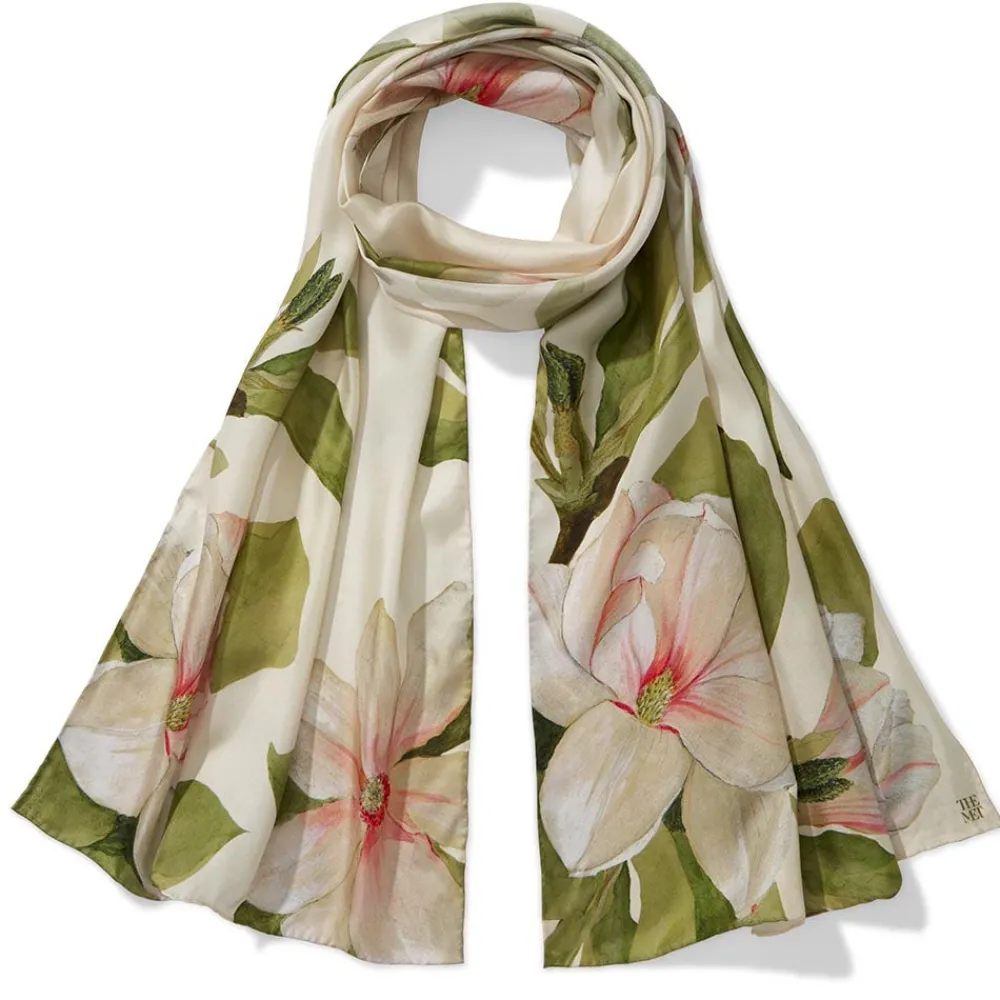 Scarves & Wraps^The Met Store Studies of Magnolias Oblong Silk Scarf