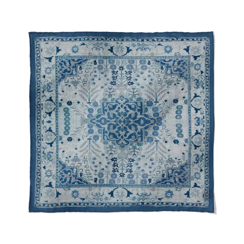 Small Accessories^The Met Store Iranian Vase Carpet Blue Cotton-and-Silk Pocket Square