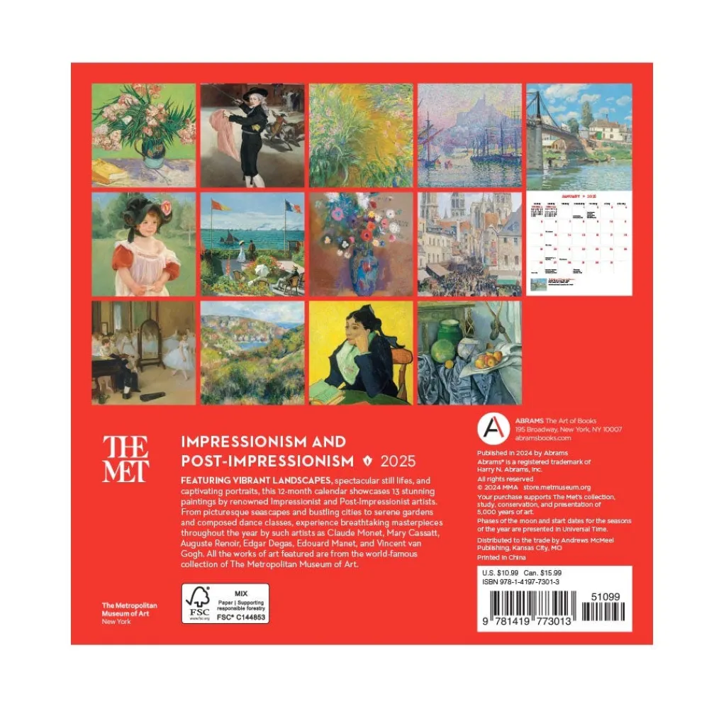 Calendars^The Met Store Impressionism and Post-Impressionism Mini Wall Calendar 2025