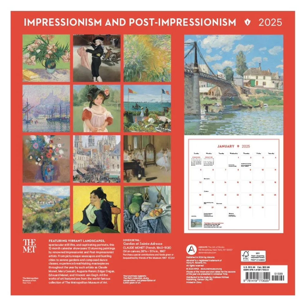 Calendars^The Met Store Impressionism and Post-Impressionism Wall Calendar 2025