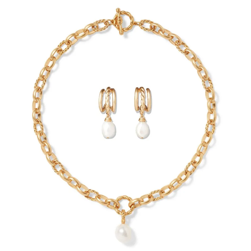 Jewelry Sets^The Met Store Cypriot Twist Pearl Chain Pendant Necklace and Triple-Hoop Earrings Set