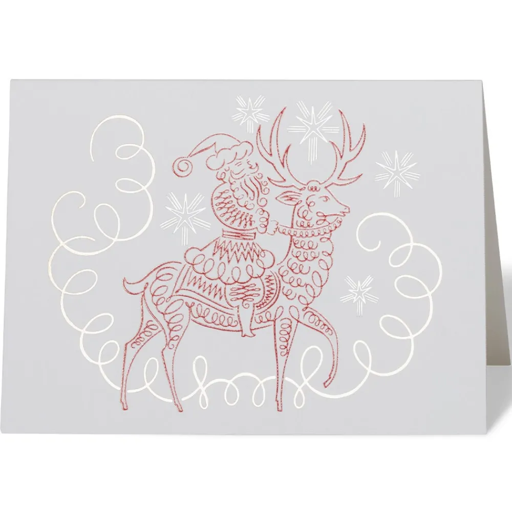 Holiday Cards^The Met Store Gordon: Santa Riding Reindeer Fine Holiday Cards