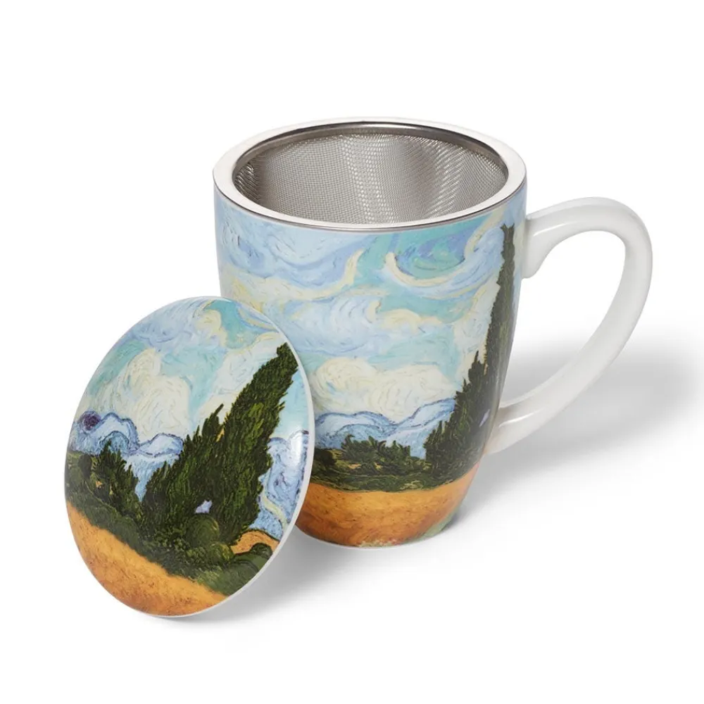 Tableware^The Met Store Van Gogh Wheat Field with Cypresses Covered Mug with Tea Infuser