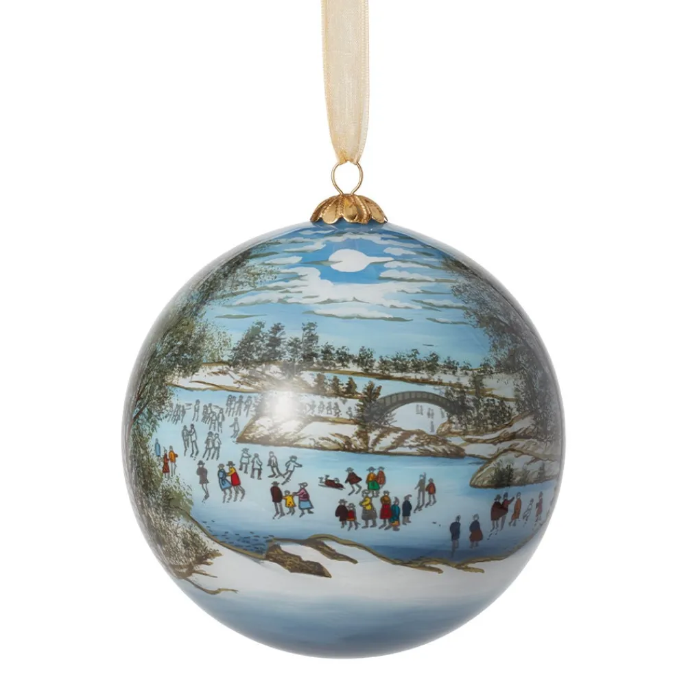 Ornaments^The Met Store Currier & Ives Central Park in Winter Hand-Painted Glass Ornament