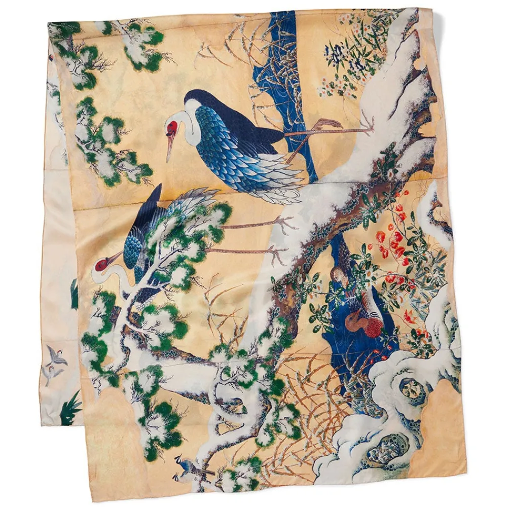 Scarves & Wraps^The Met Store Momoyama Cranes and Flowers Oversize Silk Shawl