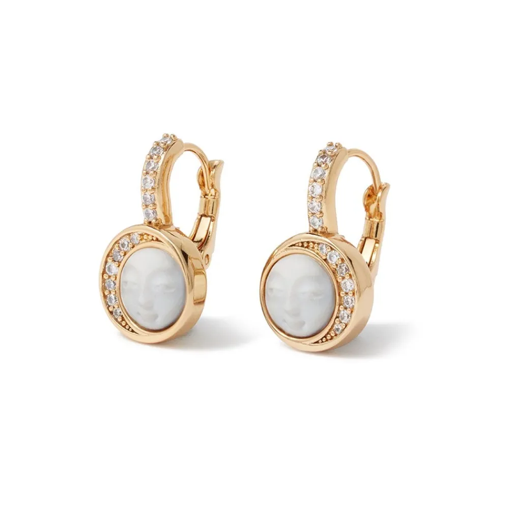Earrings^The Met Store Celestial Symbols Carved Mother-of-Pearl Coin Hoop Earrings