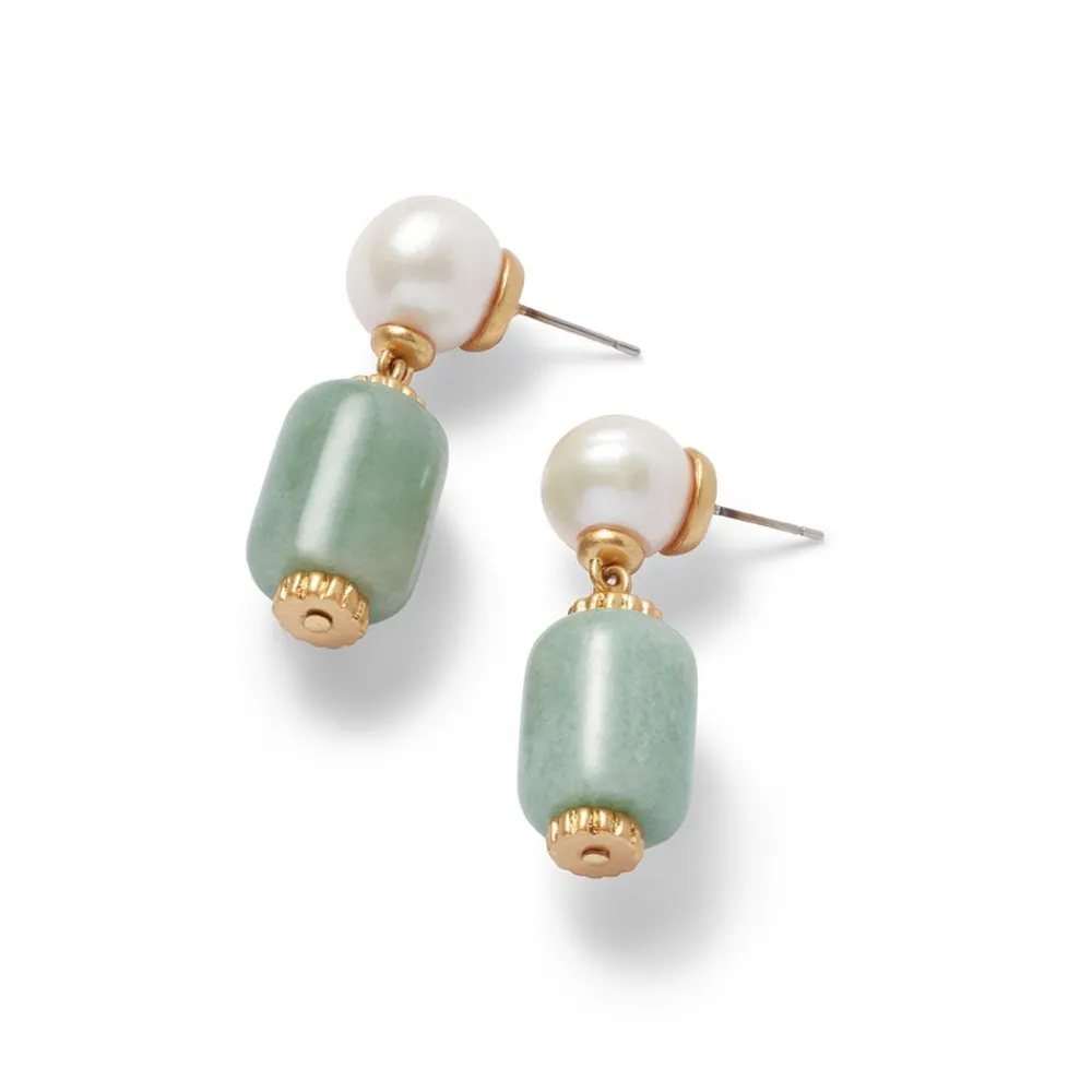 Earrings^The Met Store Karavas Gems Aventurine and Pearl Drop Earrings