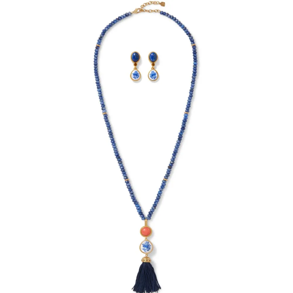 Jewelry Sets^The Met Store Qing Bottle Lariat Necklace and Floral Drop Earrings Set